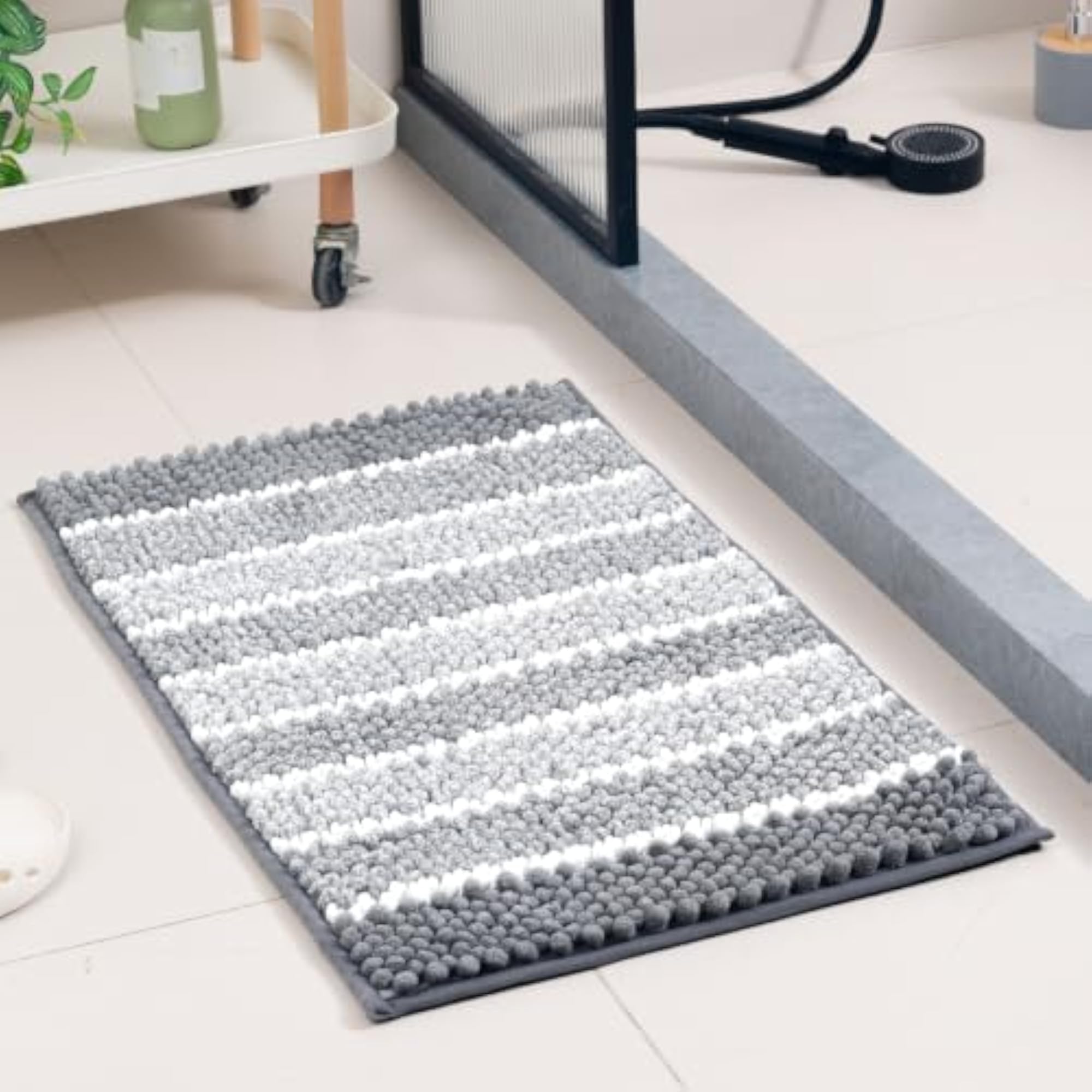 Chenille Microfiber Bathroom Mat, Thick Plush Absorbent Rug